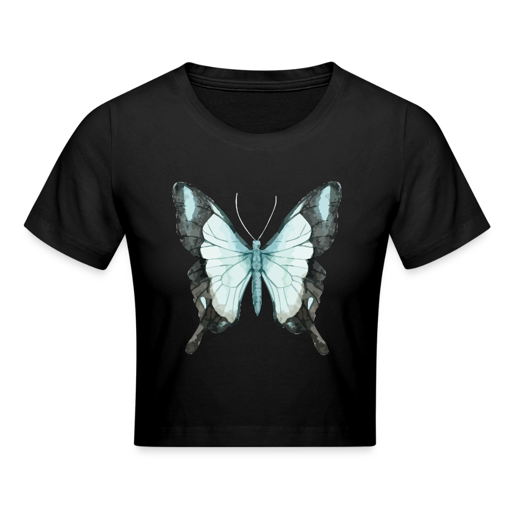 Cropped T-Shirt "Butterfly" - mit Customizer personalisierbar - Schwarz