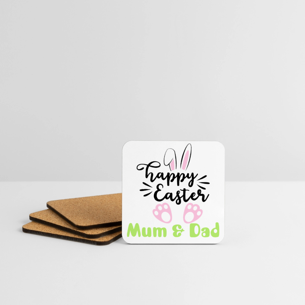 Untersetzer "Happy Easter" - Text mit Customizer personalisierbar - Weiß