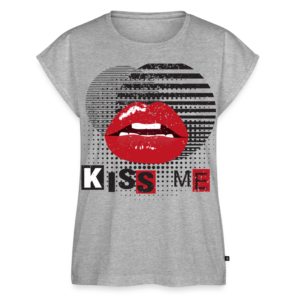 Damen-Shirt "Kiss me" - Grau meliert