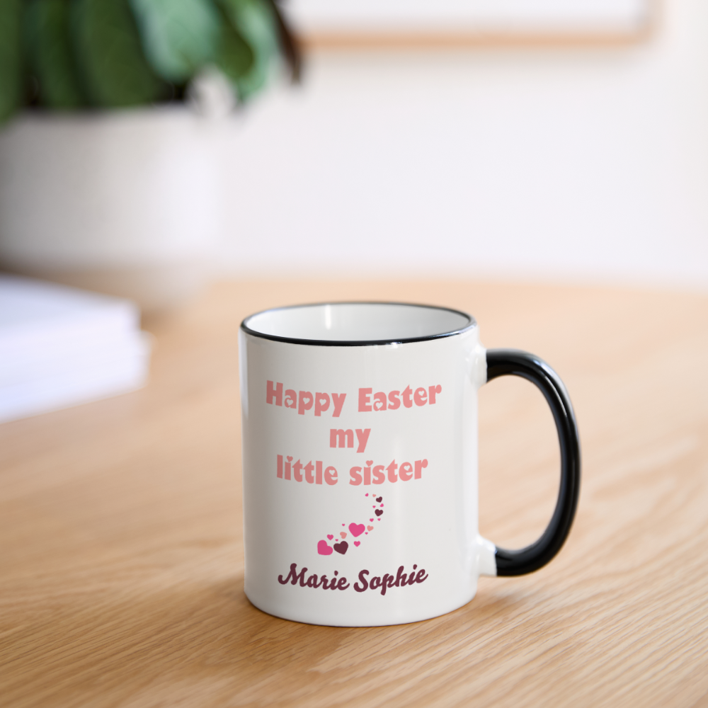 Becher "Happy Easter" Text mit Customizer personalisierbar - Weiß/Schwarz