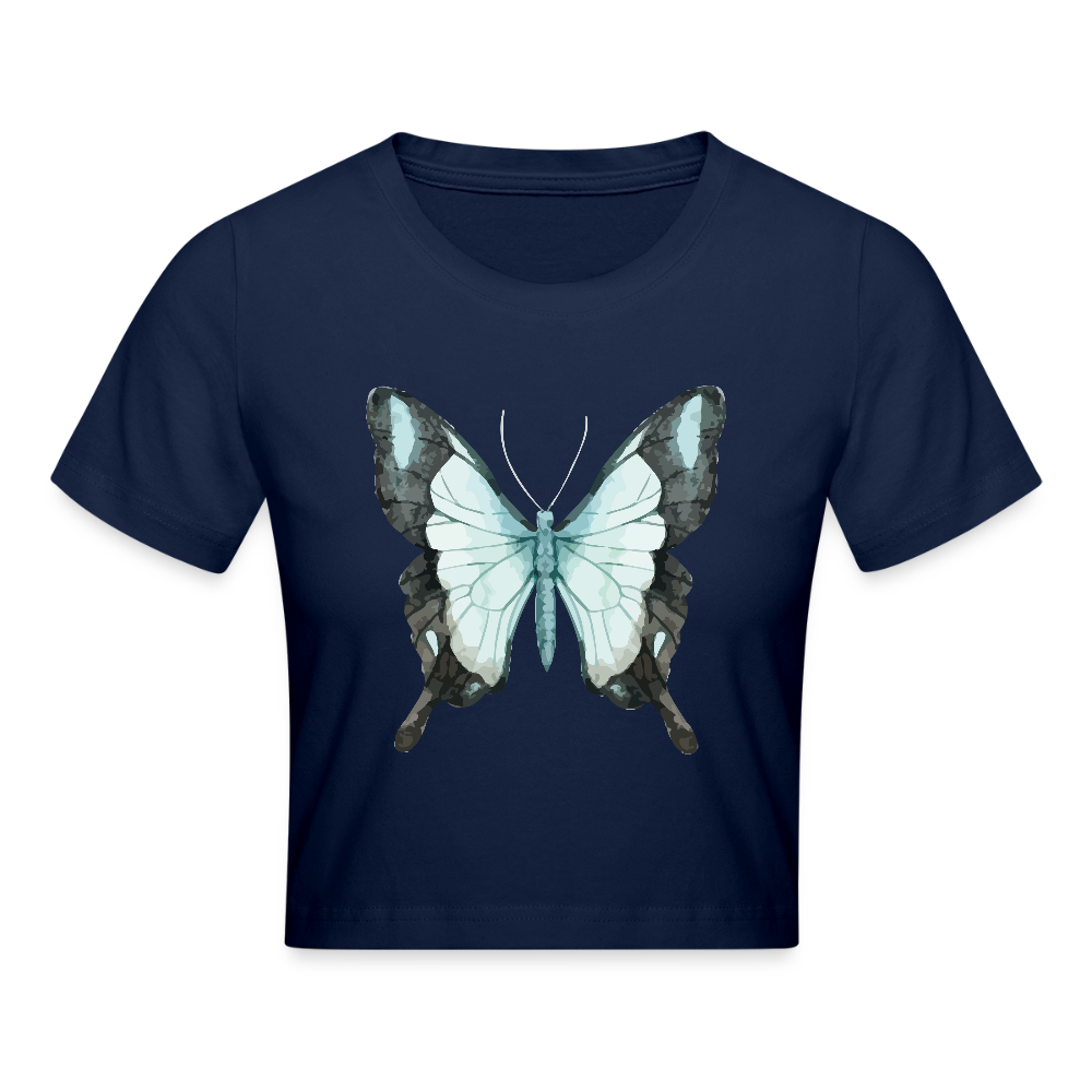 Cropped T-Shirt "Butterfly" - mit Customizer personalisierbar - Light Navy