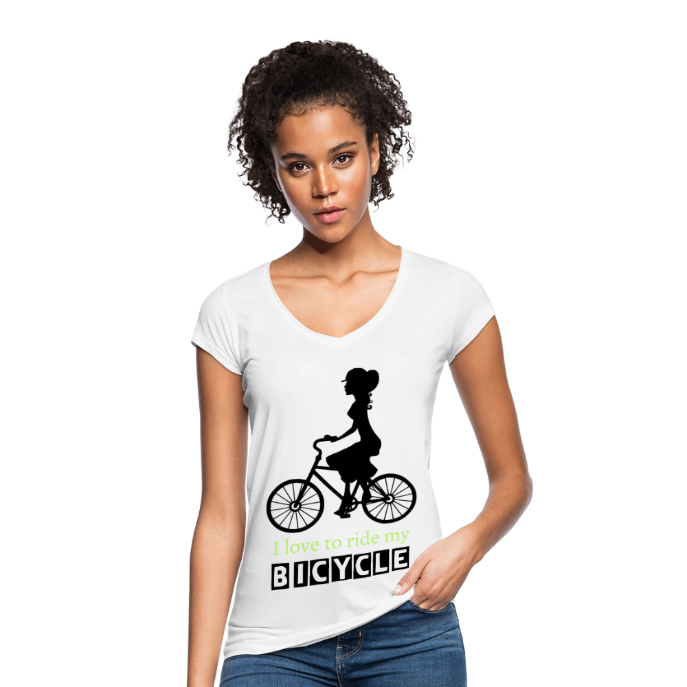 Vintage T-Shirt Damen "Bicycle" - mit Customizer personalisierbar - Weiß