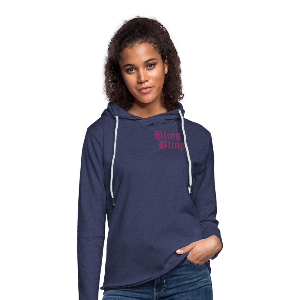 Leichtes Kapuzensweatshirt "Bling Bling" - mit Customizer personalisierbar - Navy meliert