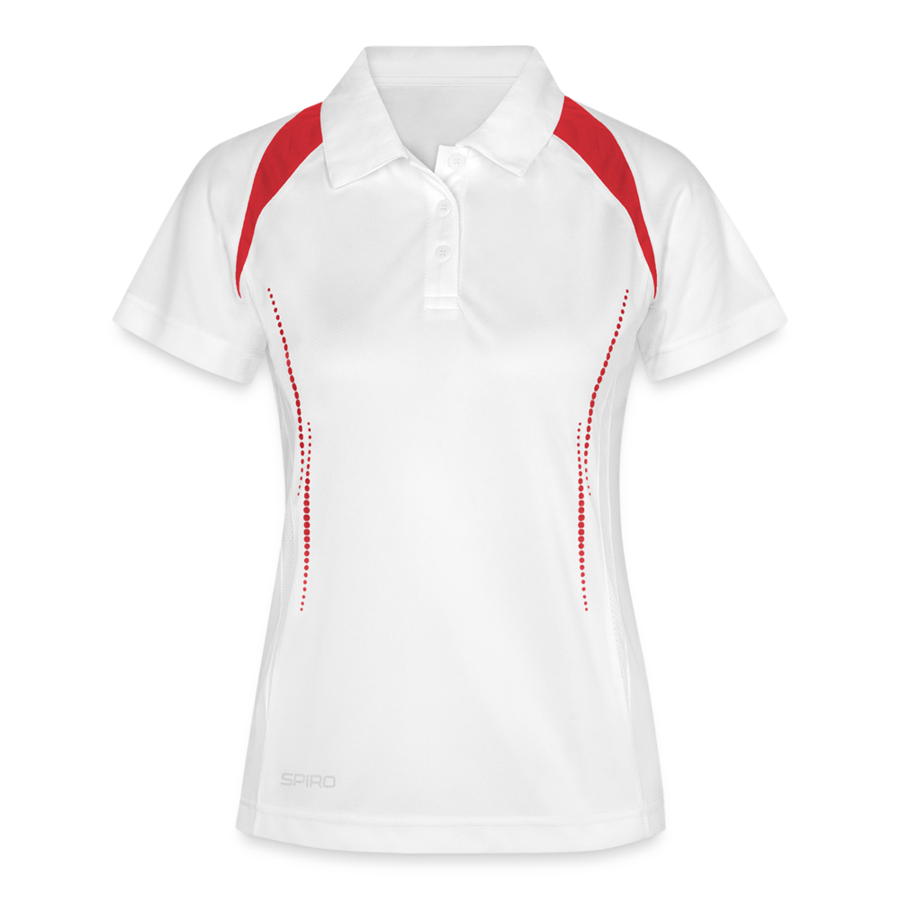 Poloshirt Damen atmungsaktiv "Tennis" - mit Customizer personalisierbar - Weiß/Rot