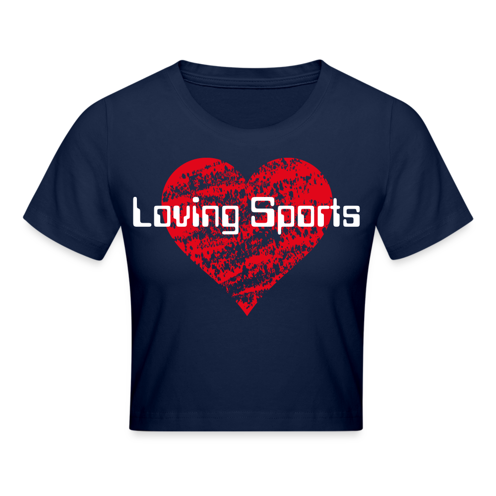 Cropped T-Shirt Damen "Loving Sports" - mit Customizer personalisierbar - Light Navy