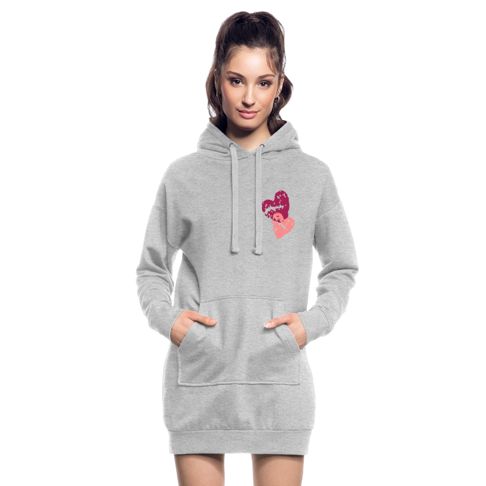 Hoodie-Kleid "Zwei Herzen" - Grau meliert