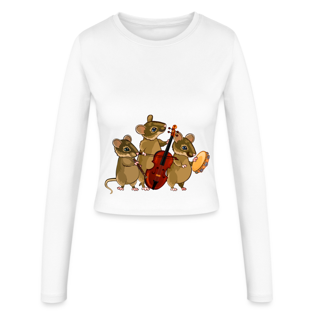 Slim Fit Langarmshirt "Mäuseband" - Weiß