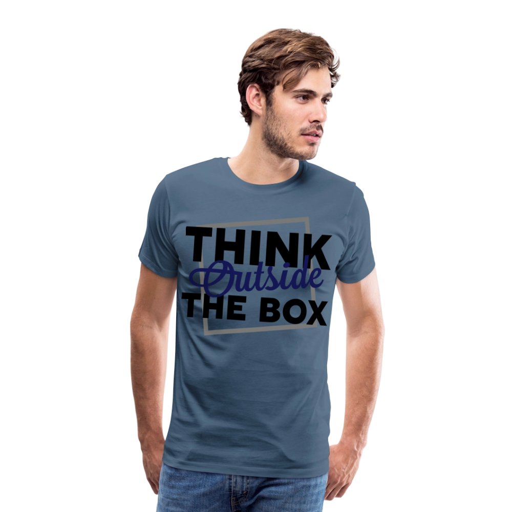 Premium T-Shirt "Outside the box" - mit Customizer personalisierbar - Blaugrau