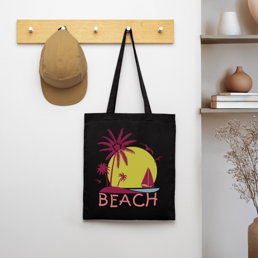 Stoffbeutel "Beach" - mit Customizer personalisierbar - Schwarz
