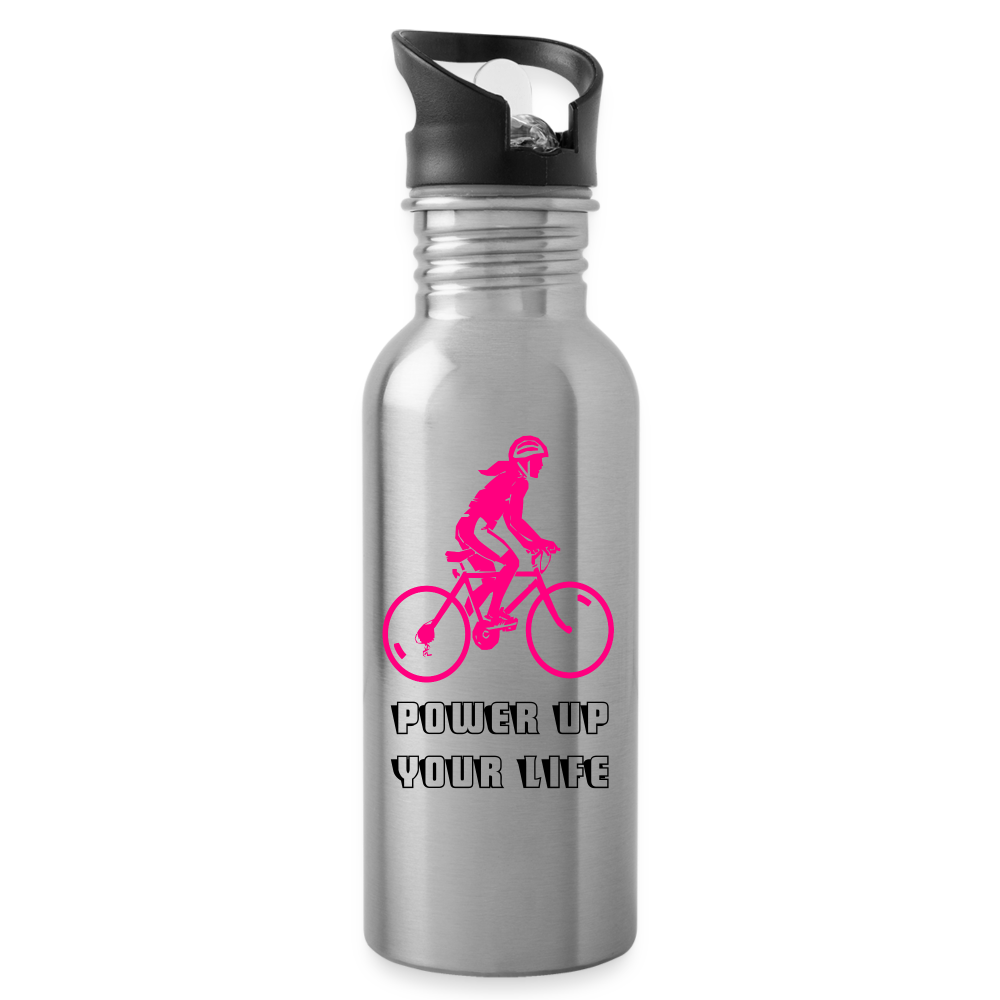 Trinkflasche "Power Up" - mit Customizer personalisierbar - Lightsilver