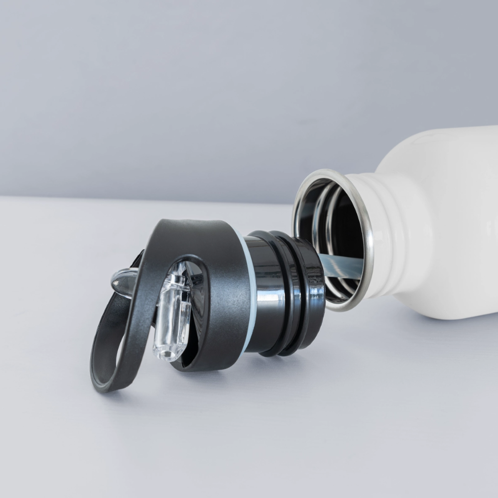 Trinkflasche "Power Up" - mit Customizer personalisierbar - Weiß