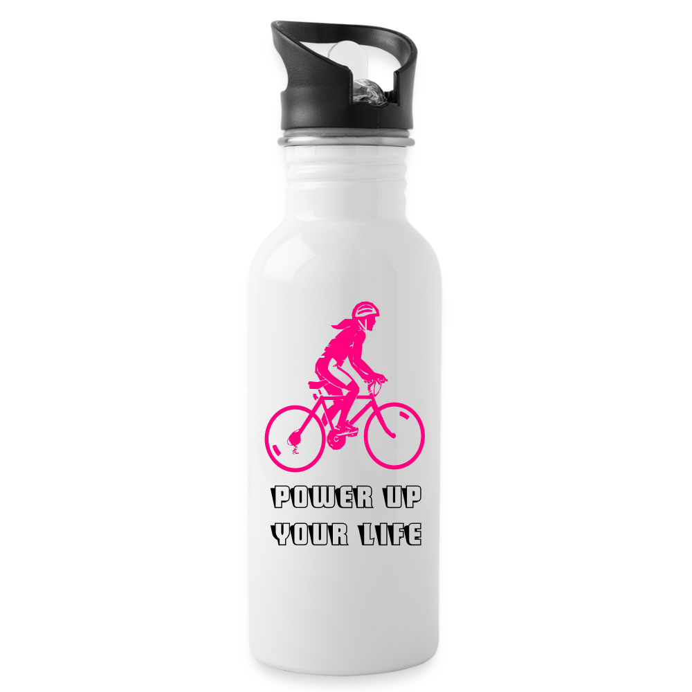 Trinkflasche "Power Up" - mit Customizer personalisierbar - Weiß