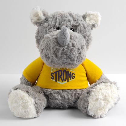 Maskottchen Nashorn "Strong" - mit Customizer personalisierbar - Sonnengelb