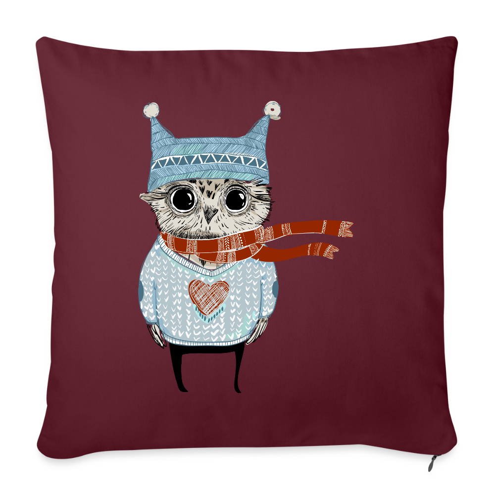 Sofakissen mit Füllung "Weihnachtseule" - Burgunderrot