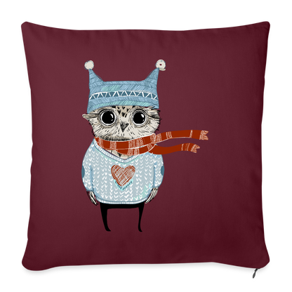 Sofakissen mit Füllung "Weihnachtseule" - Burgunderrot