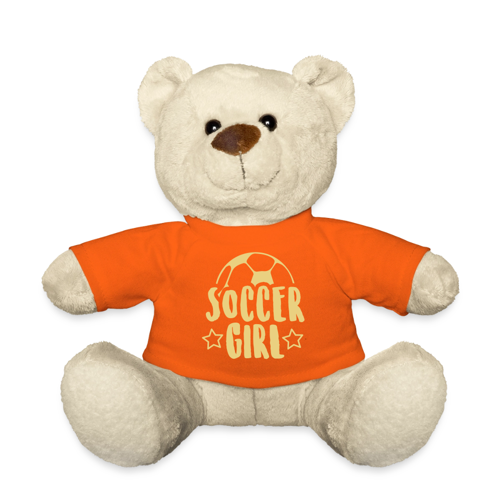 Maskottchen Teddy "Soccer Girl" - Goldorange