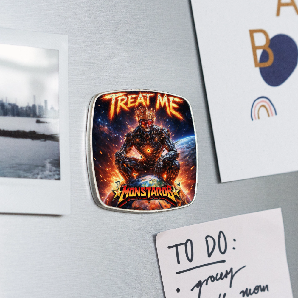 Viereckiger Kühlschrankmagnet "Treat me" - Weiß