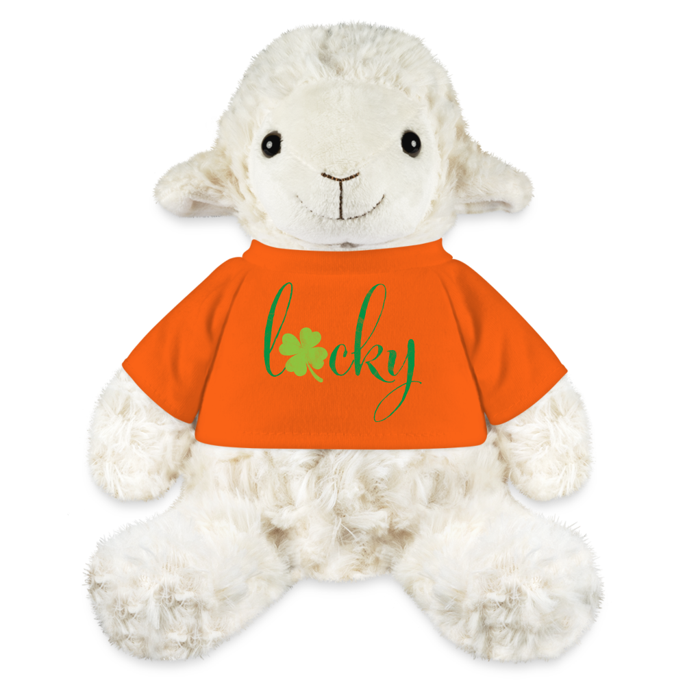 Maskottchen Schaf "Lucky" - mit Customizer personalisierbar - Goldorange