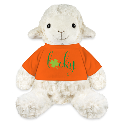 Maskottchen Schaf "Lucky" - mit Customizer personalisierbar - Goldorange