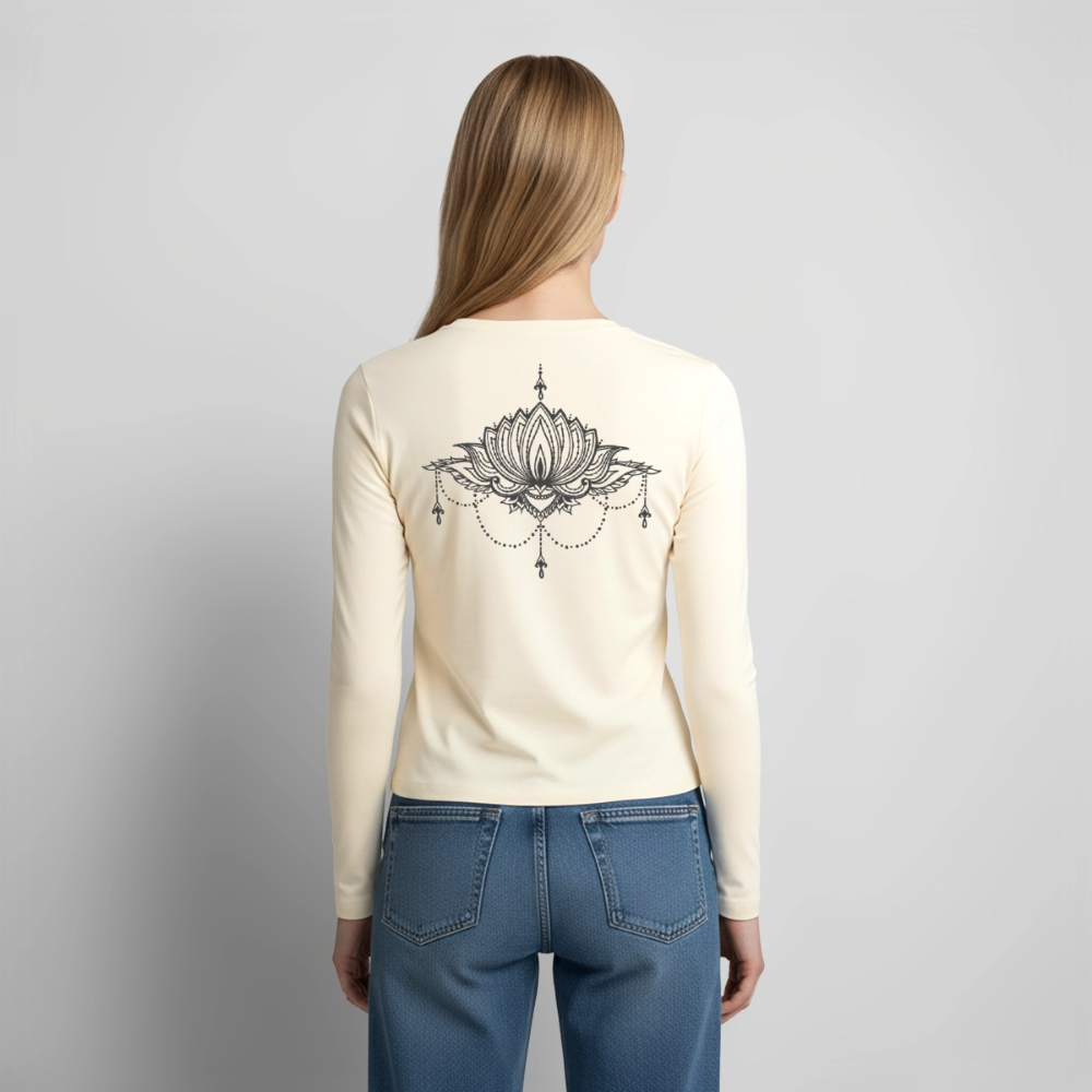 Frauen Slim Fit Langarmshirt "Henna" mit Customizer personalisierbar - Creme