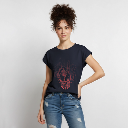 T-Shirt mit gerollten Ärmeln "Rock and Roll Hand" - Navy