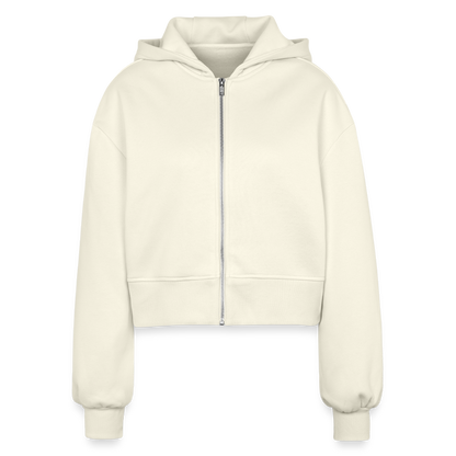 Oversized Cropped Kapuzenjacke "Skull" - Natur