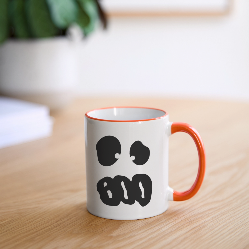 Tasse zweifarbig "Happy Halloween" - Weiß/Orange