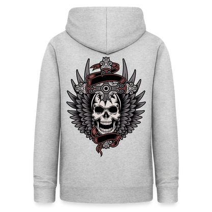 Frauen Hoodie "Totenkopf-Schwert" - Hellgrau meliert