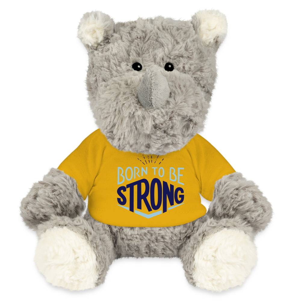 Maskottchen Nashorn "Strong" - mit Customizer personalisierbar - Sonnengelb