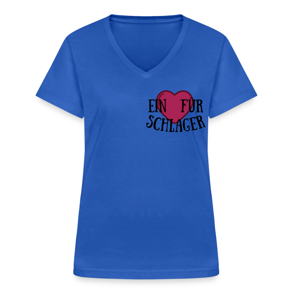 T-Shirt mit V-Ausschnitt "Schlagerliebe" - Royalblau