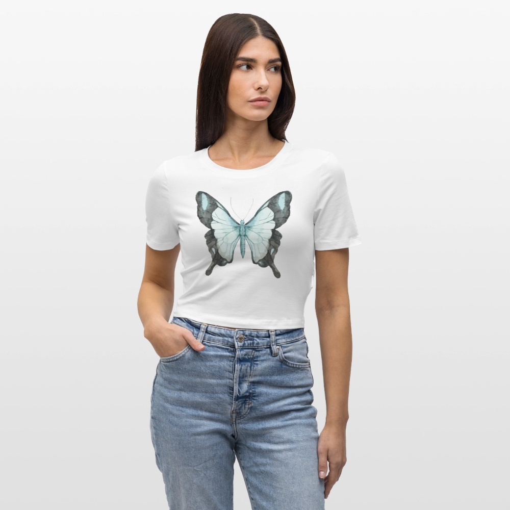 Cropped T-Shirt "Butterfly" - mit Customizer personalisierbar - Weiß