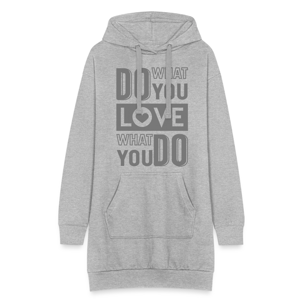 Hoodie-Kleid "Love what you do" - mit Customizer personalisierbar - Grau meliert