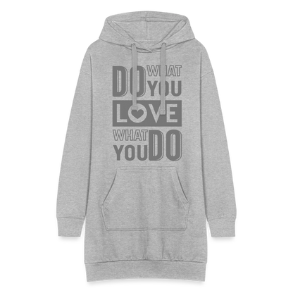 Hoodie-Kleid "Love what you do" - mit Customizer personalisierbar - Grau meliert