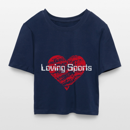 Cropped T-Shirt Damen "Loving Sports" - Light Navy