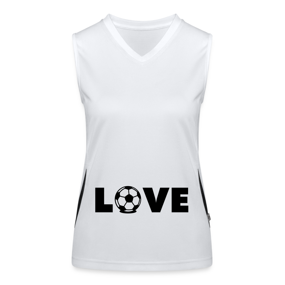 Funktionelles Tanktop Damen "Love Football" - mit Customizer personalisierbar - Weiß/Schwarz
