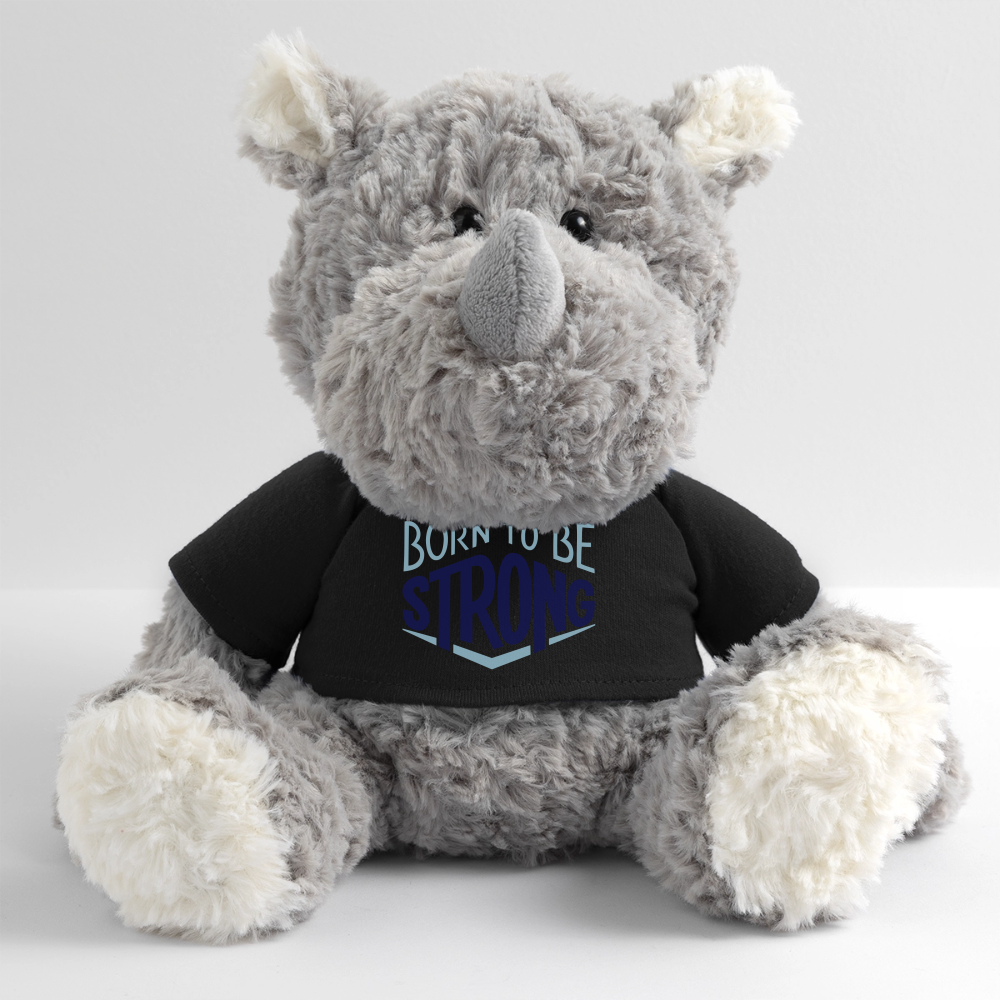 Maskottchen Nashorn "Strong" - mit Customizer personalisierbar - Schwarz