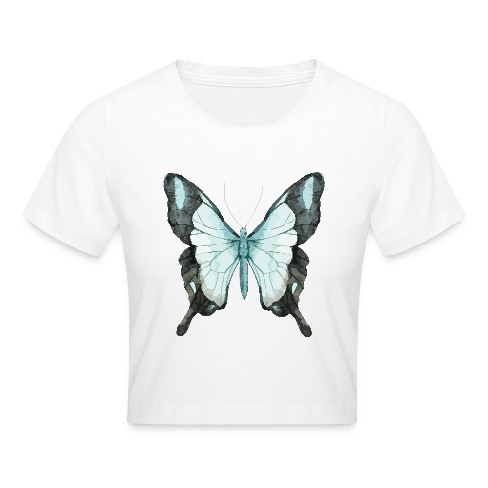 Cropped T-Shirt "Butterfly" - mit Customizer personalisierbar - Weiß