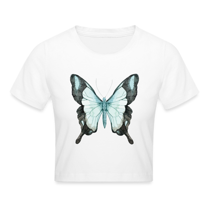 Cropped T-Shirt "Butterfly" - mit Customizer personalisierbar - Weiß