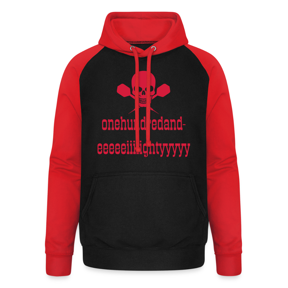 Baseball Hoodie Unisex "180" - mit Customizer personalisierbar - Schwarz/Rot