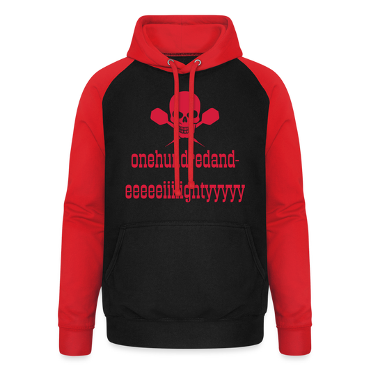 Baseball Hoodie Unisex "180" - mit Customizer personalisierbar - Schwarz/Rot