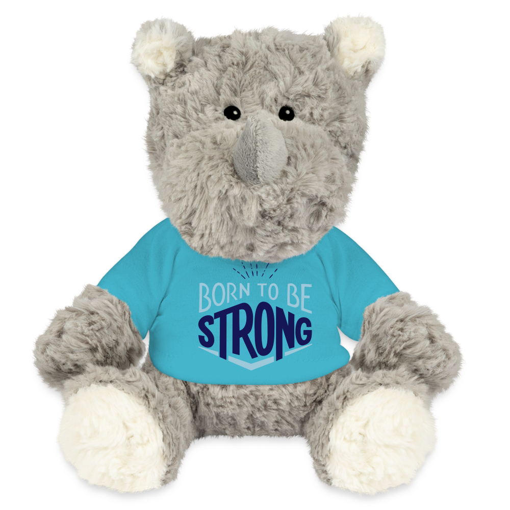 Maskottchen Nashorn "Strong" - mit Customizer personalisierbar - Atollblau