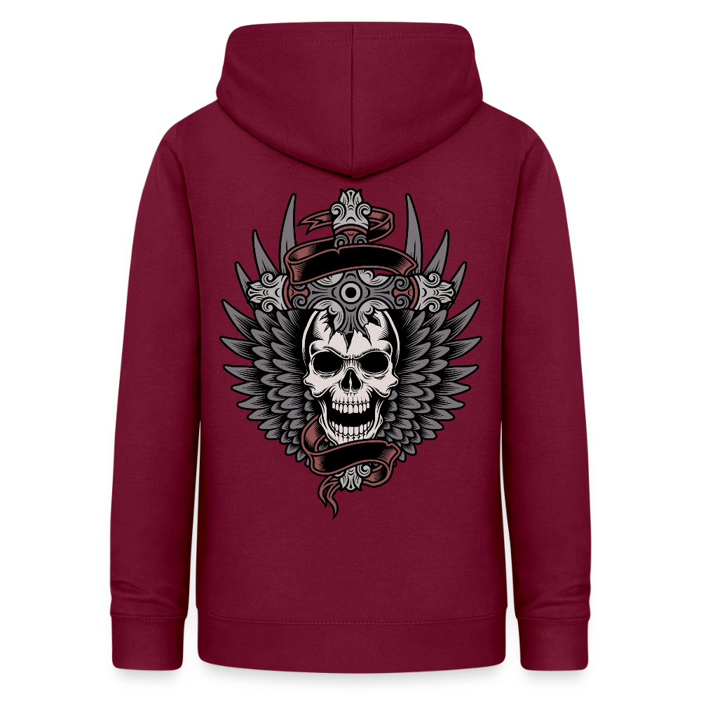 Frauen Hoodie "Totenkopf-Schwert" - Bordeaux