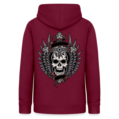 Frauen Hoodie "Totenkopf-Schwert" - Bordeaux