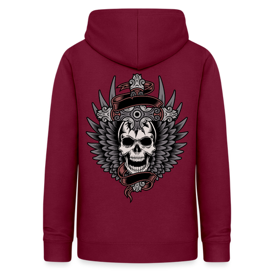 Frauen Hoodie "Totenkopf-Schwert" - Bordeaux
