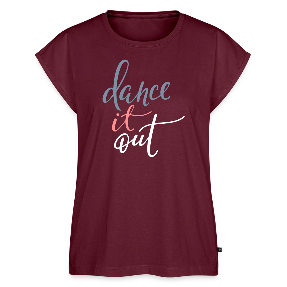 T-Shirt mit gerollten Ärmeln Damen "dance" - Burgunderrot