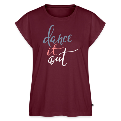 T-Shirt mit gerollten Ärmeln Damen "dance" - Burgunderrot