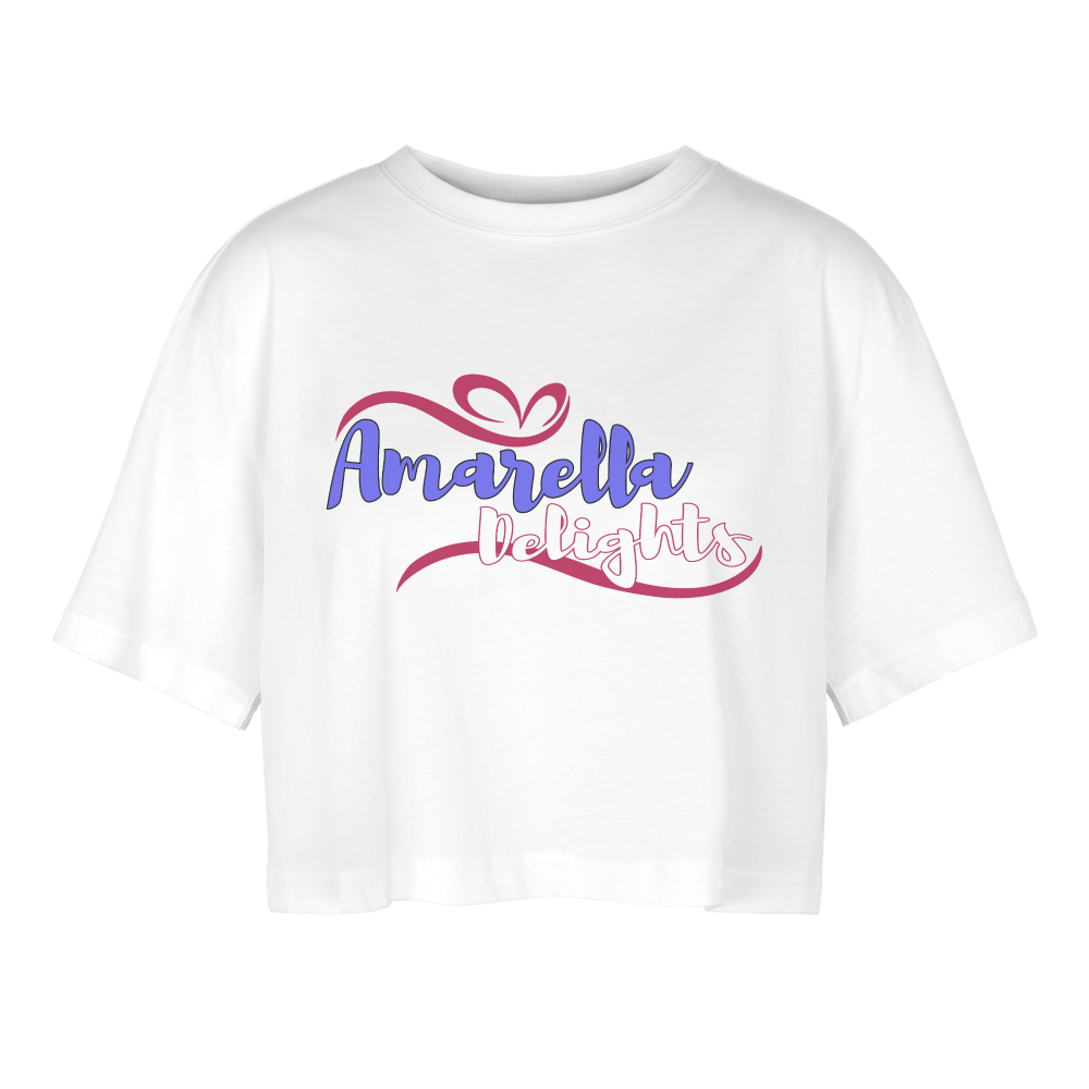 Oversized Cropped T-Shirt Damen "Amarella-Delights" - Weiß