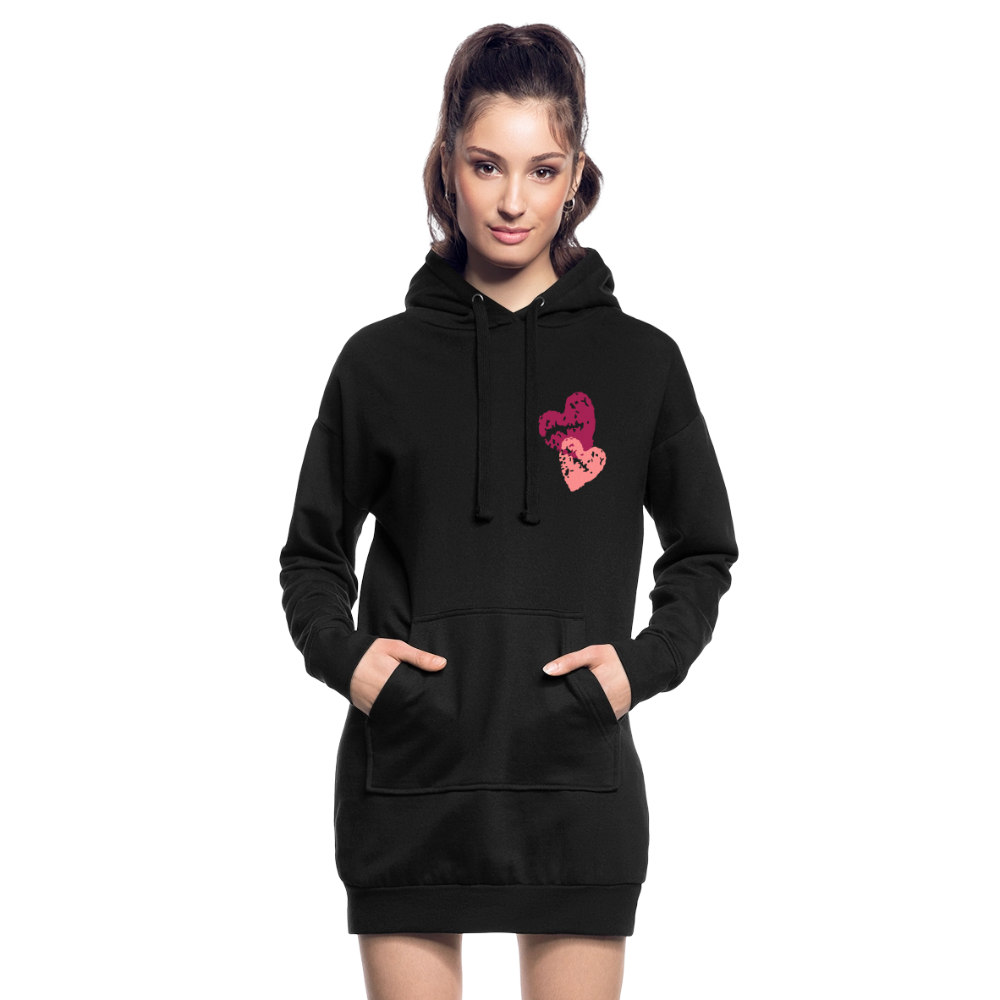 Hoodie-Kleid "Zwei Herzen" - Schwarz