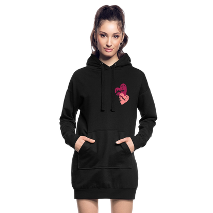 Hoodie-Kleid "Zwei Herzen" - Schwarz