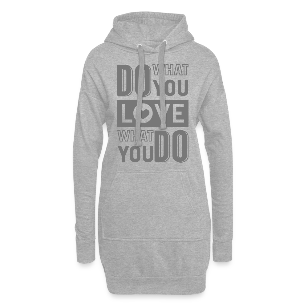 Hoodie-Kleid "Love what you do" - mit Customizer personalisierbar - Grau meliert